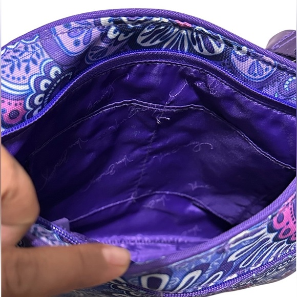 Vera Bradley Lighten Up Slim Crossbody Bag Purple Lilac Tapestry Inner Pockets - Picture 4 of 7